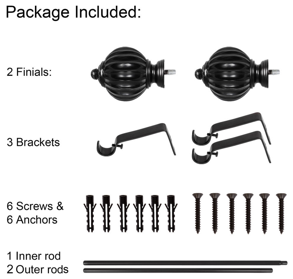 UTOPIA ALLEY 3/4 Inch Curtain Rod - Curtain Rods For Windows 86 to 120 Inch, Black