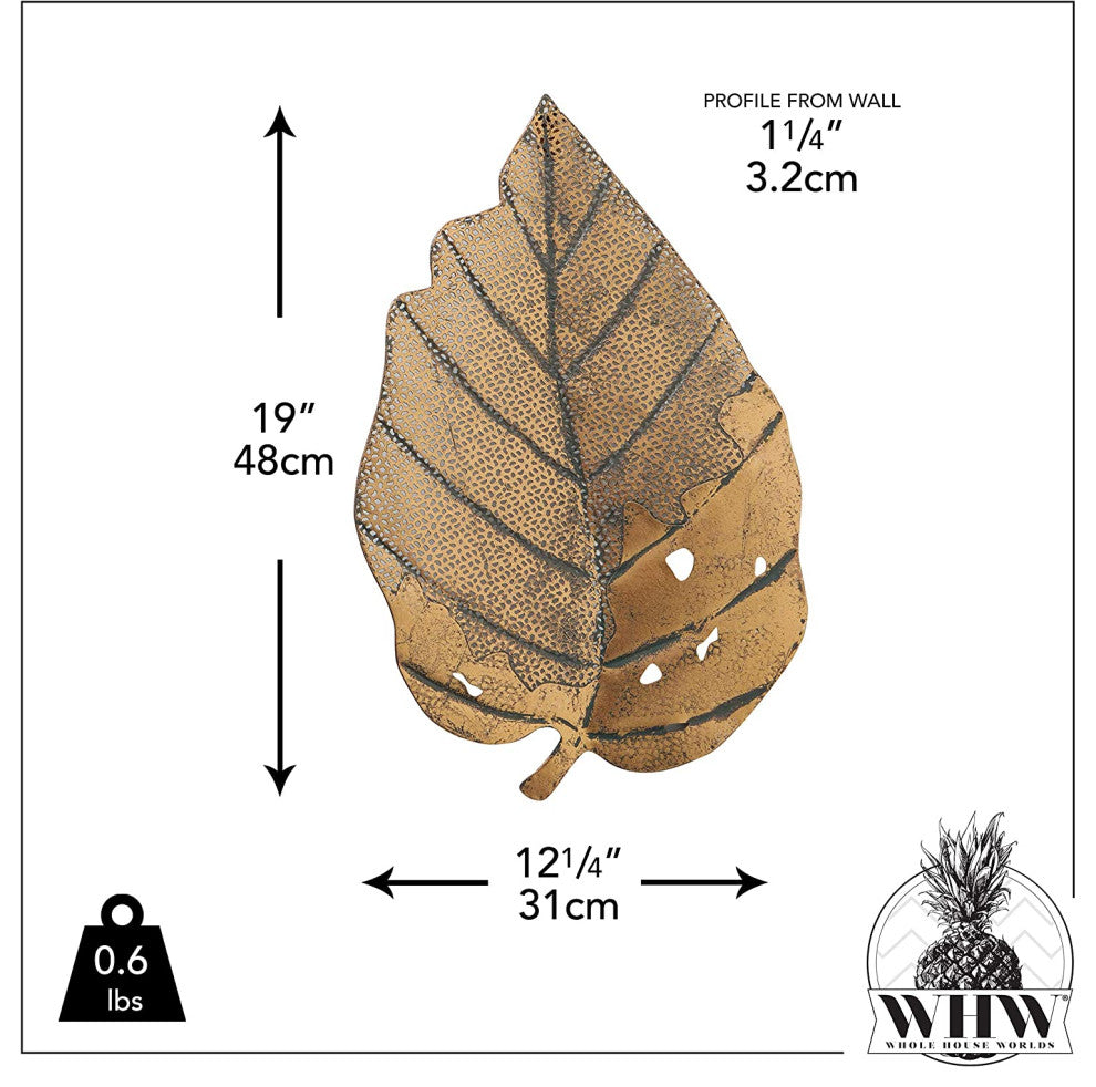 Leaf Wall Art Sculpture, 19 Inches