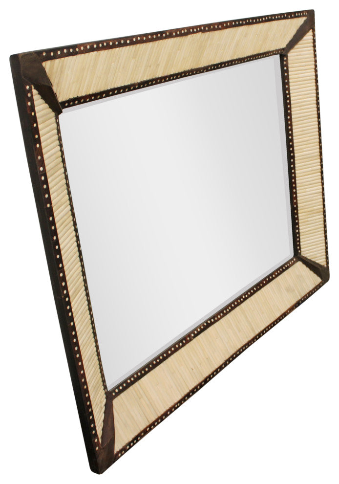 Orlando Vincent Metal Mirror with Bone Frame in Ivory