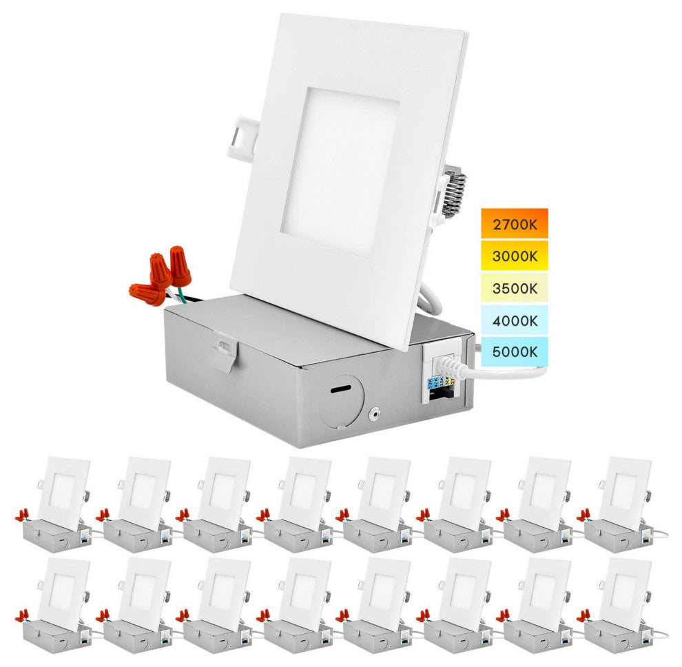 4" Ultra Thin LED Recessed Light 5 Color Option Dimmable 10W IC Rated 16 Pack