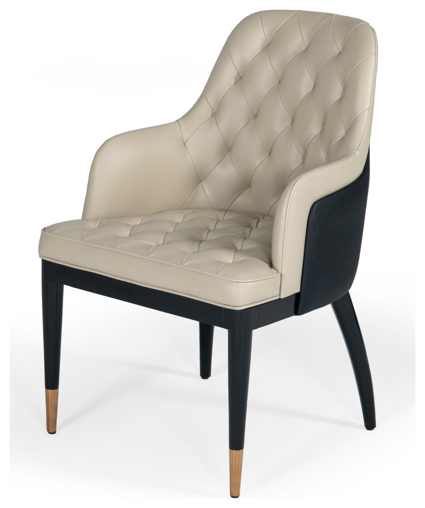 Modrest Leeds Glam Beige and Black Dining Chair