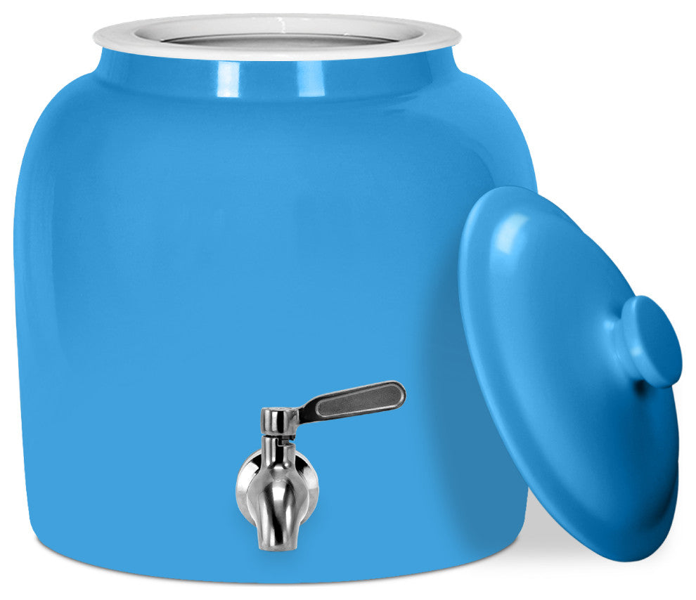 Brio Porcelain Ceramic Water Dispenser Crock with Faucet, Baby Blue