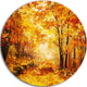 Yellow Autumn Forest, Landscape Round Wall Art, 36"