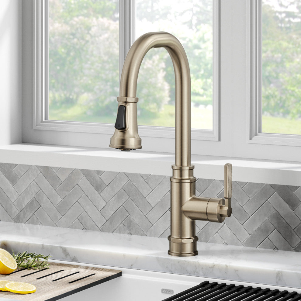 Sellette Pull-Down Kitchen Faucet, Spot Free Antique Champagne Bronze