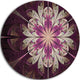 White Purple Rounded Fractal Flower, Floral Round Metal Wall Art, 11"