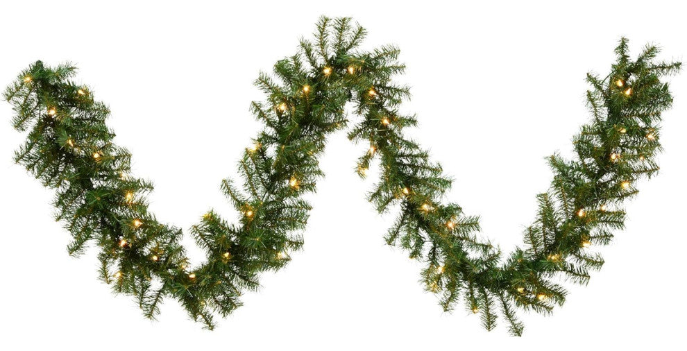 Vickerman A802716 Canadian Pine Artificial Christmas Garland Clear Mini Lights