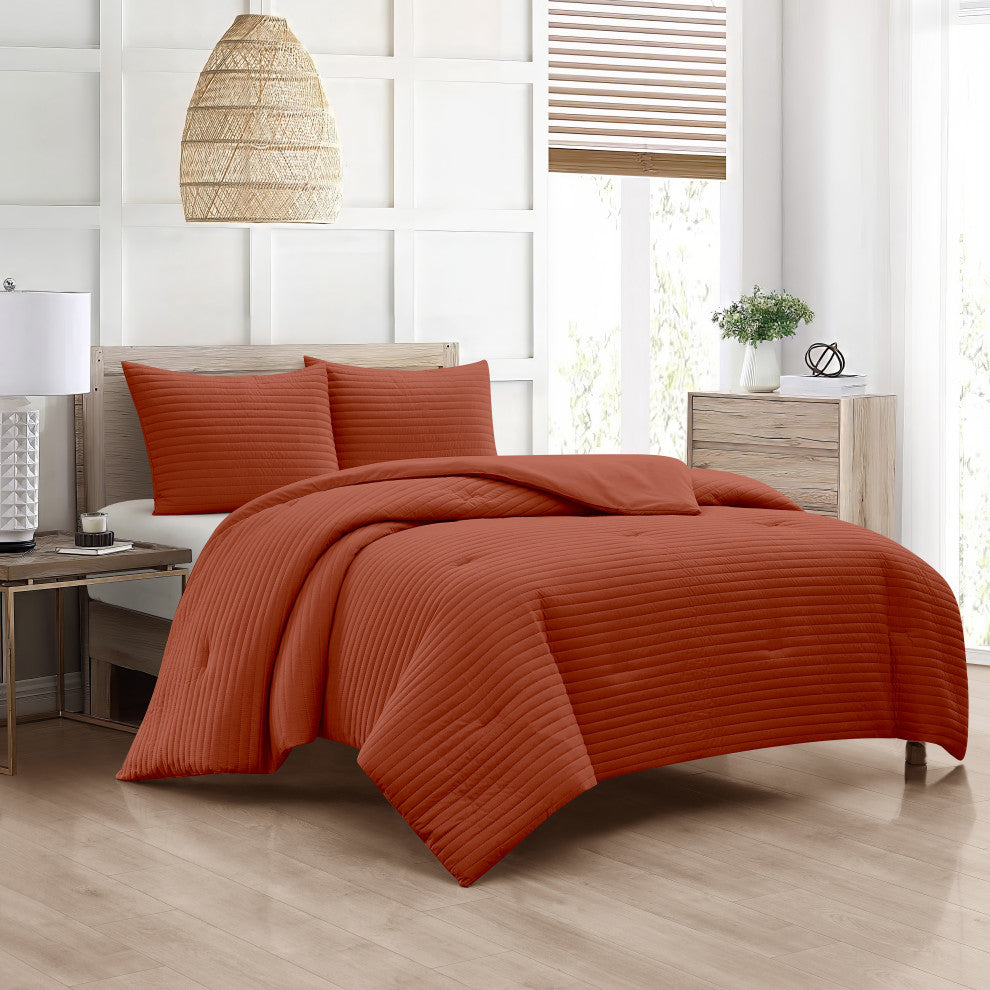 Felicia 3 Piece Comforter Set, Rust, King