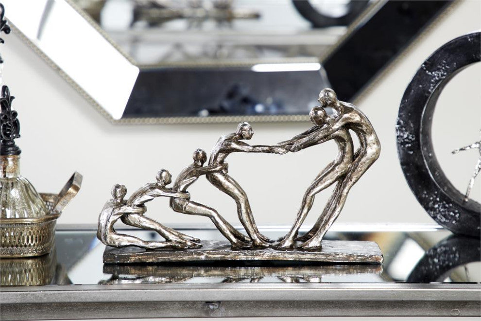 Silver Modern People Sculpture, 11"x15"H