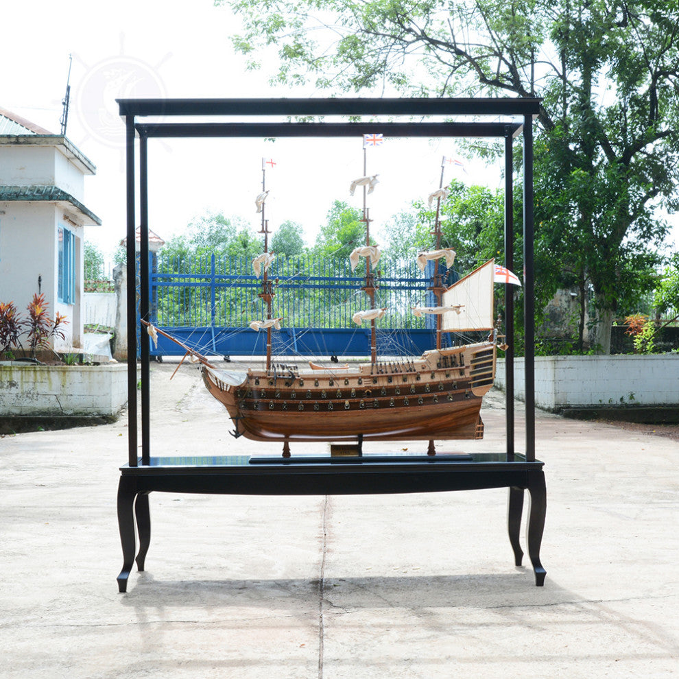 Display Case For Xl Ship No Glass Wooden Display Case for Model Ships