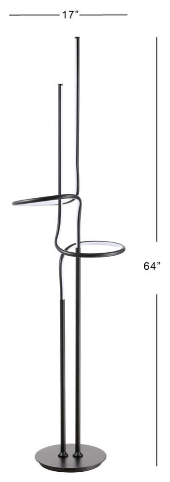 Sketch 64" Minimalist Metal Integrated LED Floor Lamp, Black