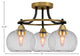 Paramount 3-Light Semi-Flush Light, Matte Black & Brass, 7" Clear Bubble Glass