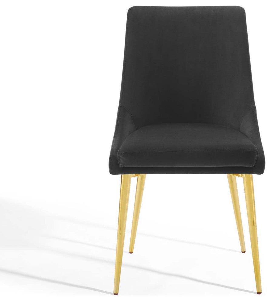 Side Dining Chair, Velvet, Metal, Black, Modern, Bistro Restaurant Hospitality