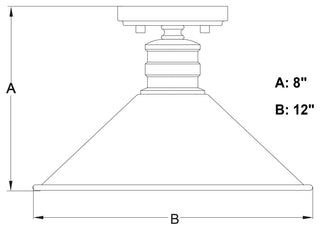 Akron 12" 1 Light Semi-Flush Mount Oil Rubbed Bronze and Matte White