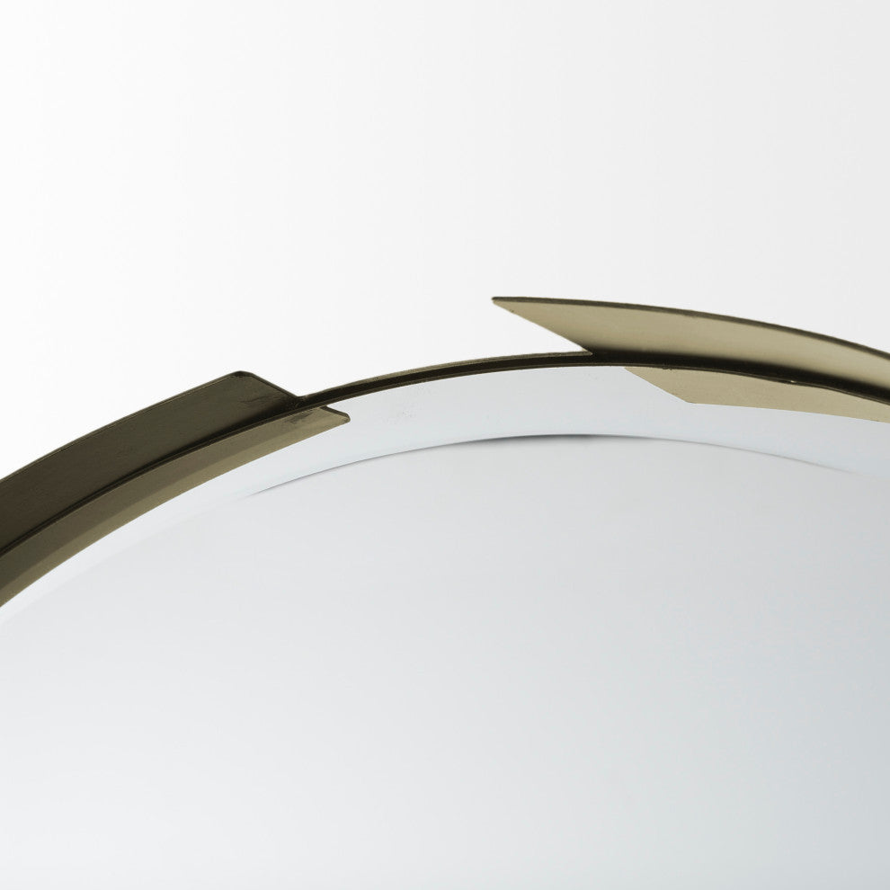 Adrianna 24.4" Gold Metal Round Mirror