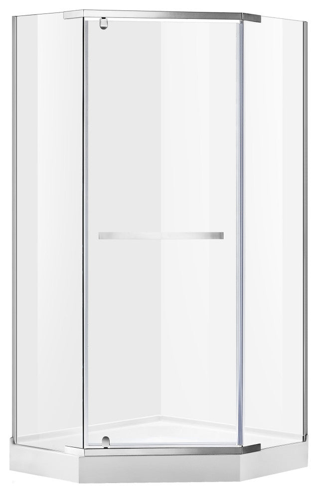 ANZZI Castle 49"x72" Hinged Semi-Frameless Shower Door, Brushed Nickel