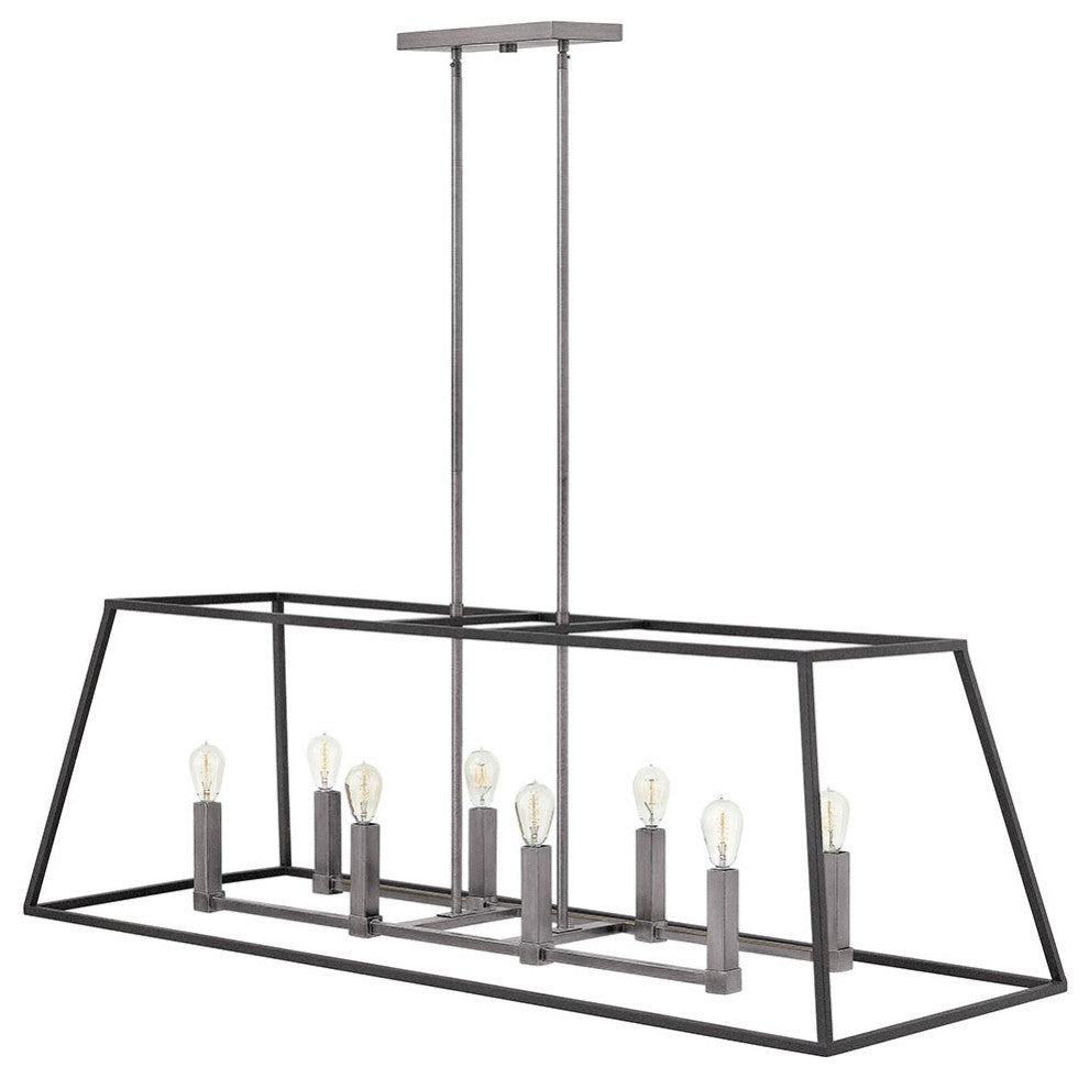 Hinkley Fulton Medium Eight Light Open Frame Linear, Aged Zinc