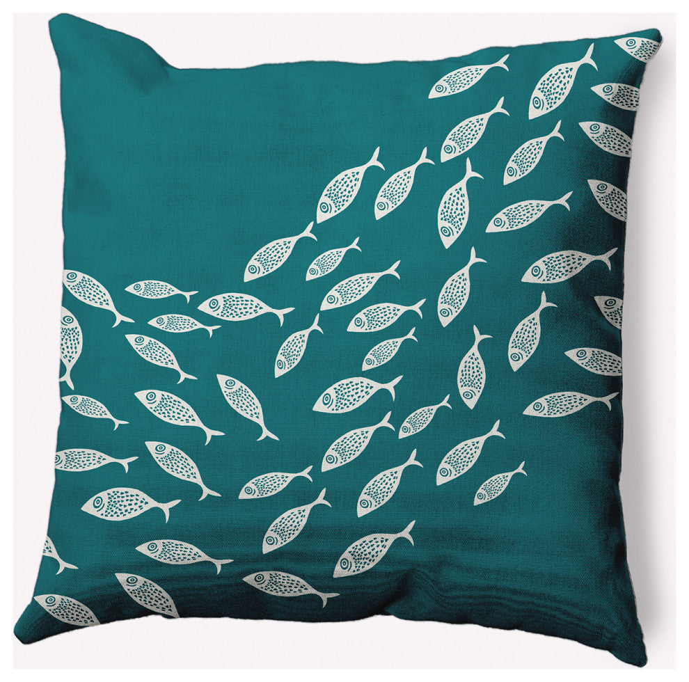 18x18" Escuela Nautical Decorative Indoor Pillow, Ocean Teal