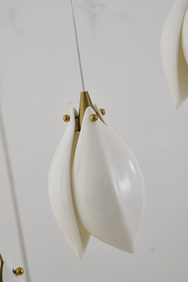 12-Light Bronze Single Pendant With A Cream Ceramic Flower