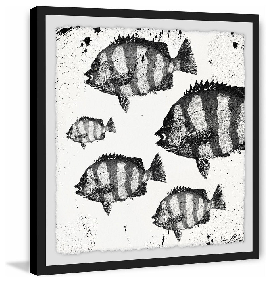 "Barred Fish" Framed Painting Print, 12"x12"