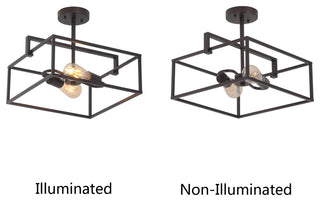 Nolan Farmhouse 2 Light Square Semi-Flush Ceiling Pendant 14"