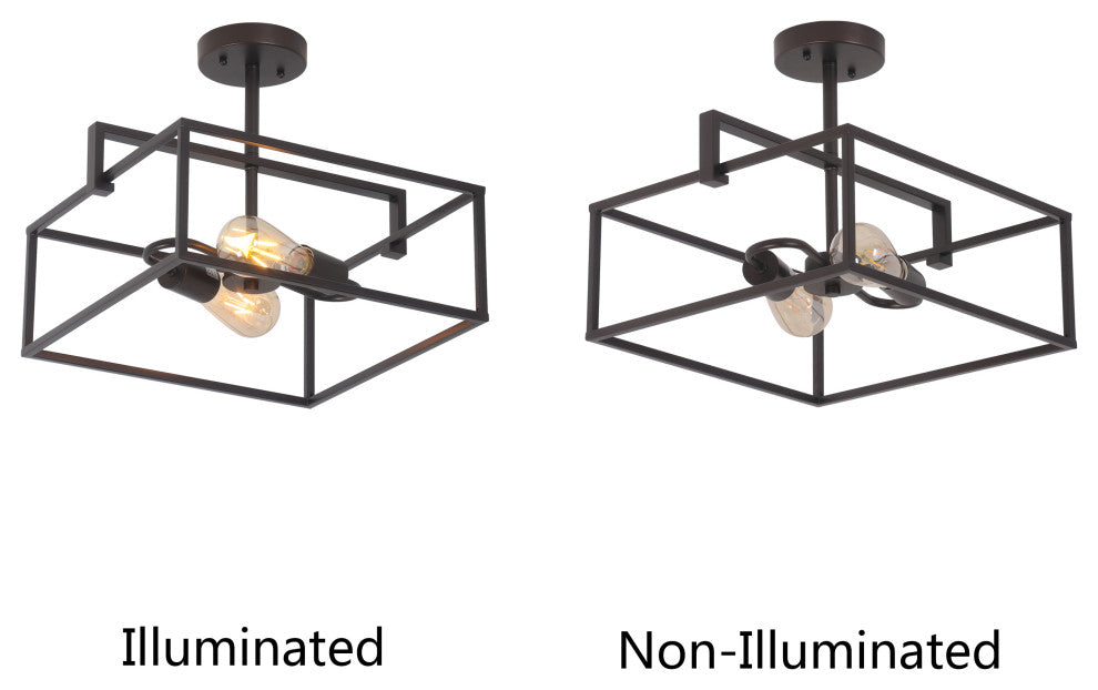 Nolan Farmhouse 2 Light Square Semi-Flush Ceiling Pendant 14"
