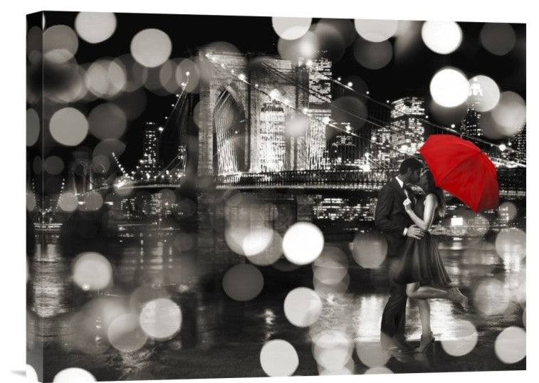"A Kiss in the Night (BW)" Stretched Canvas Giclee by Dianne Loumer, 16"x12"