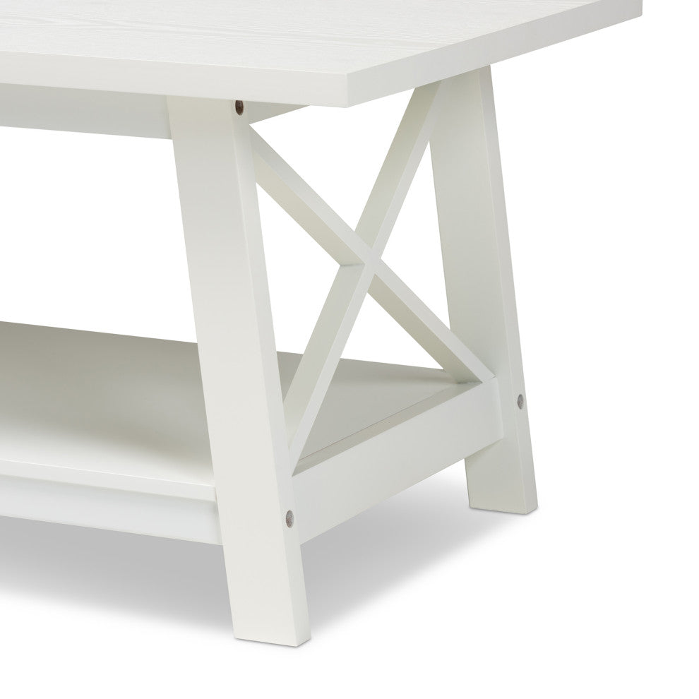 Germain Modern and Contemporary White Finished Wood Coffee Table