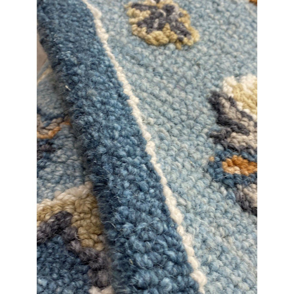 5" Round Blue Traditional Medallion Area Rug