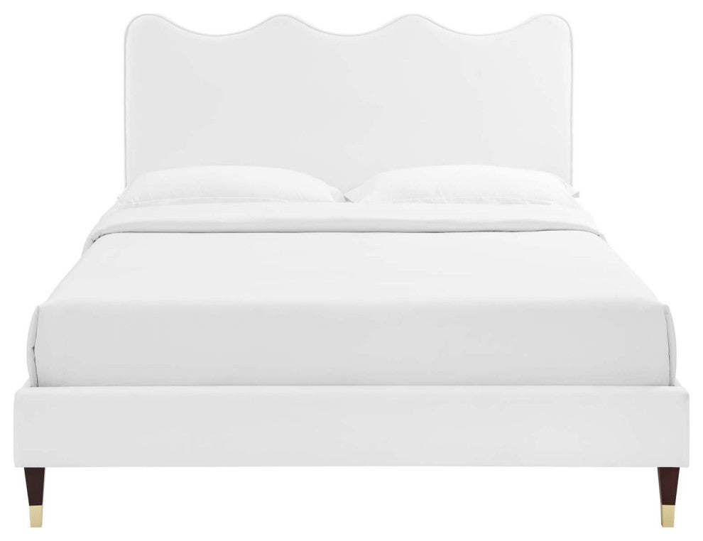Current Performance Velvet Queen Platform Bed, White