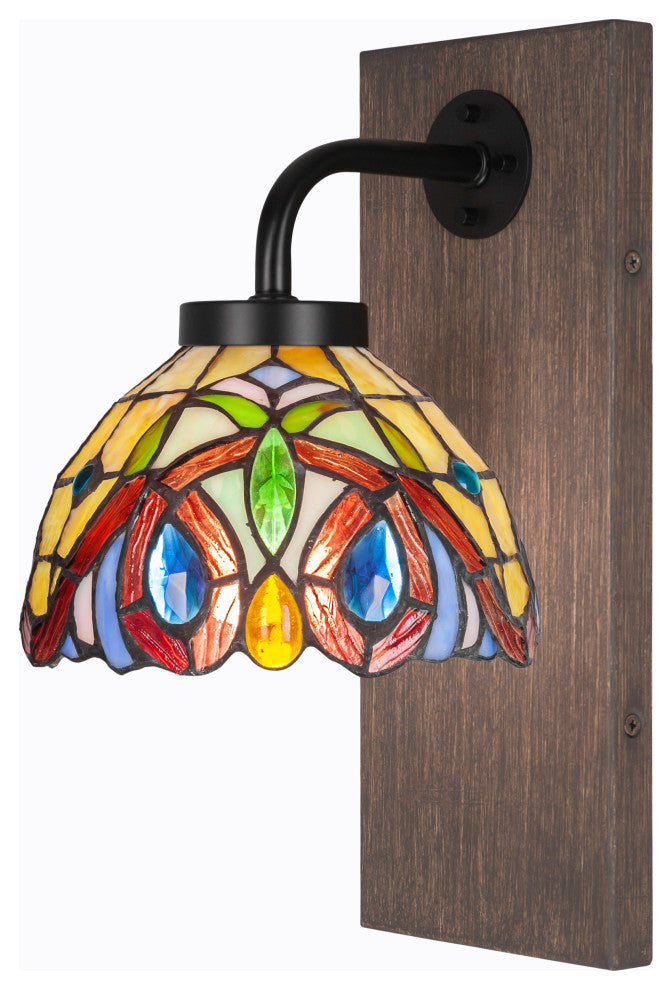 Oxbridge Wall Sconce, Matte Black & Painted Distressed Metal 7" Lynx Art