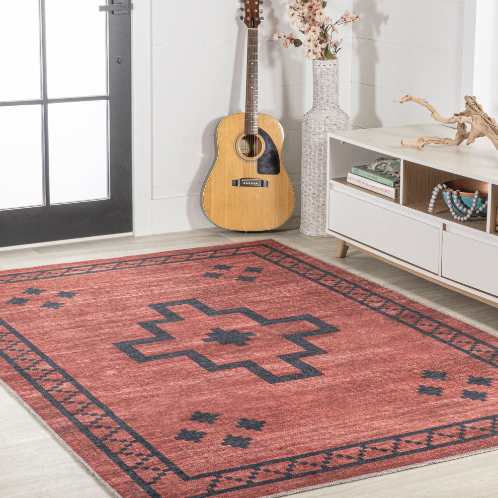 Korsa Geometric Medallion Machine-Washable Area Rug, 4x6
