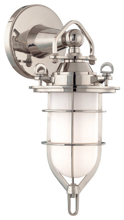 New Canaan, One Light Bath And Vanity, Polished Nickel Finish, Glass Shade