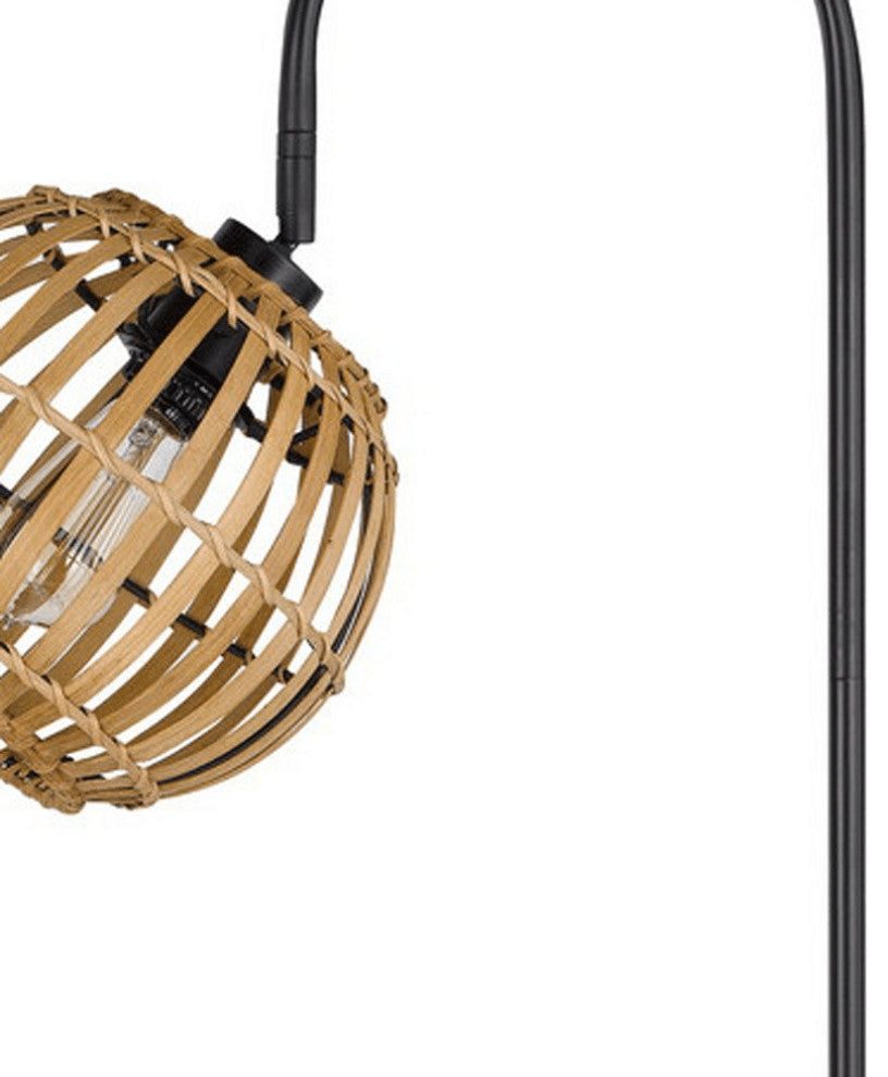 63" Black Traditional Shaped Floor Lamp With Brown Globe Shade