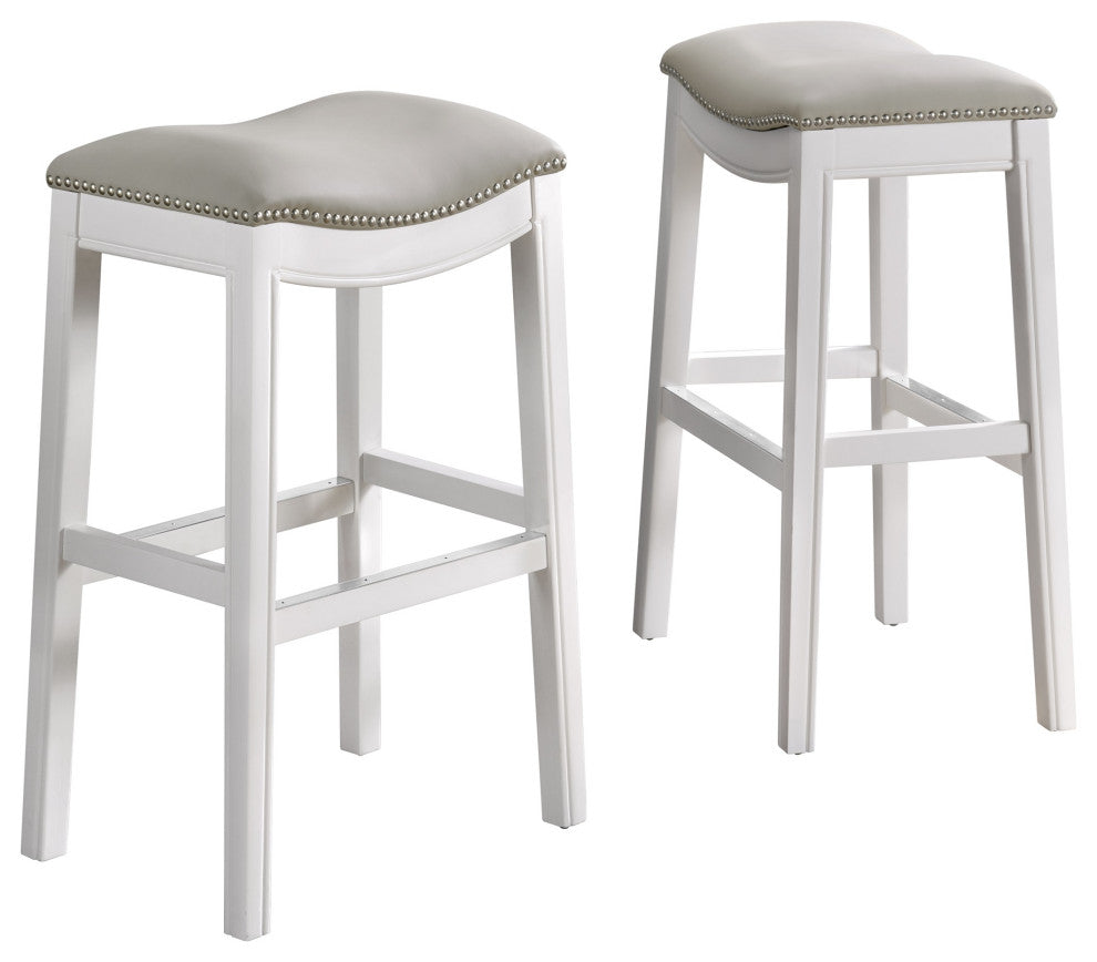 Williston Bar Stool, Set of 2, White, Bar Height