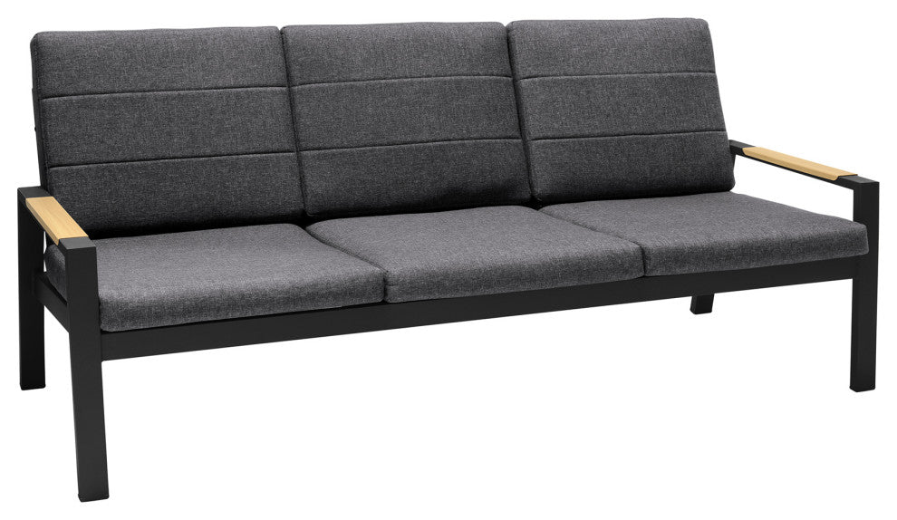 Panama Outdoor 4-Piece Black Aluminum Sofa Seating Set With Dark Gray Olefin