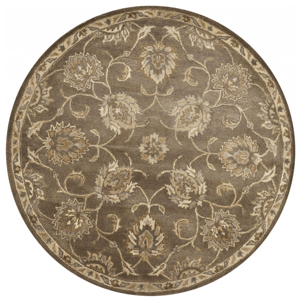 3' X 5' Gray Floral Vines Hand Loomed Distressed Area Rug