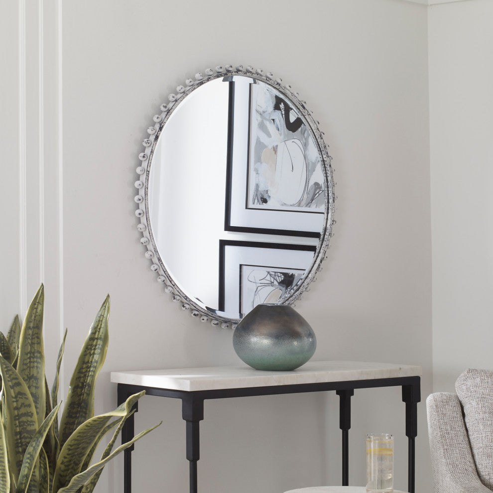Uttermost UT-9770 Mirror from the Taza collection, Aged White