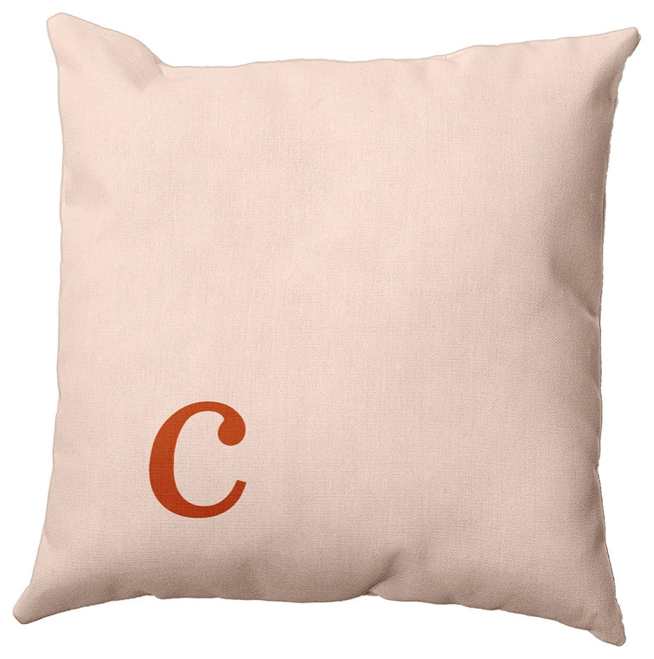 16"x16" Modern Monogram Decorative Throw Pillow, Sienna