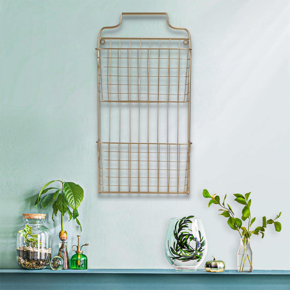2-Tiered Metal Wall Storage, Gold