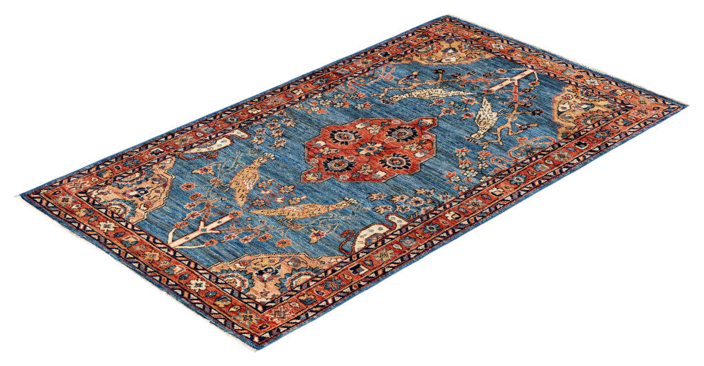 Serapi One-of-a-Kind Hand-Knotted Area Rug Light Blue, 3'0" x 5'4"