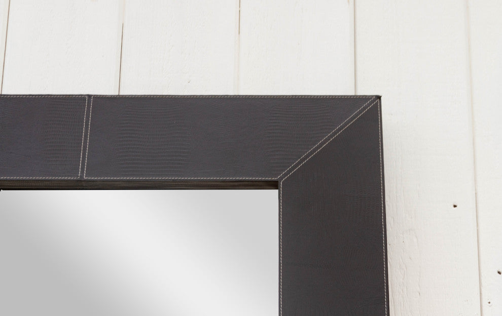 Tall Thai Embossed Leather Mirror