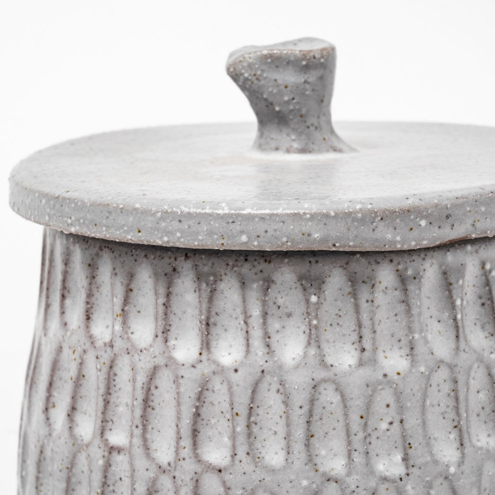 Azul, Large 5L x 5W Gray Ceramic Detailed Decorative Box