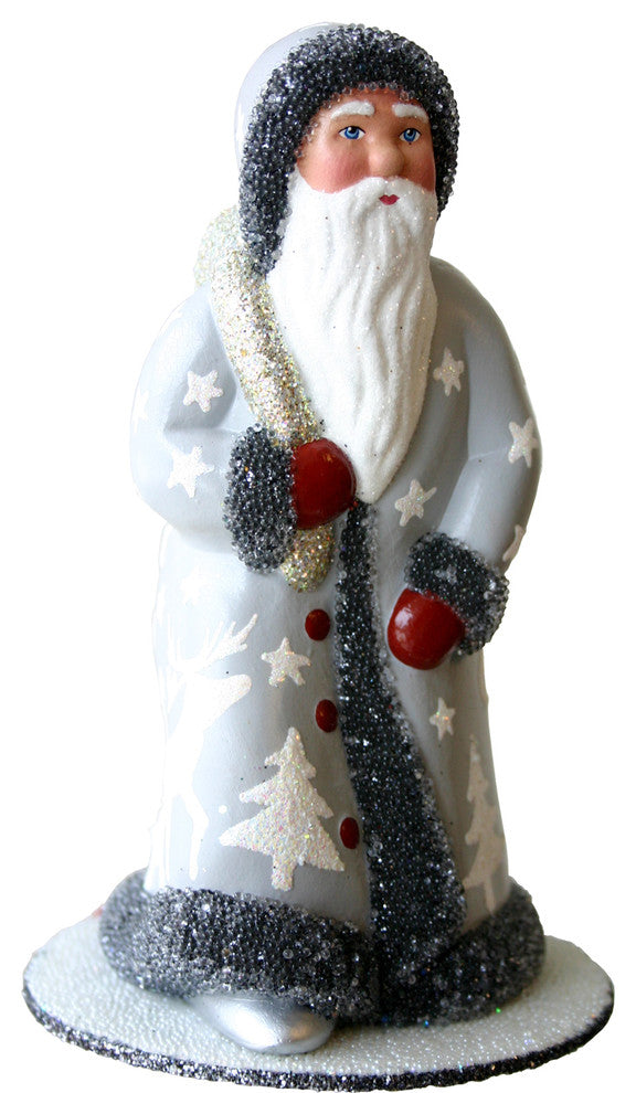Schaller Paper Mache Candy Container- Santa With Grey Coat