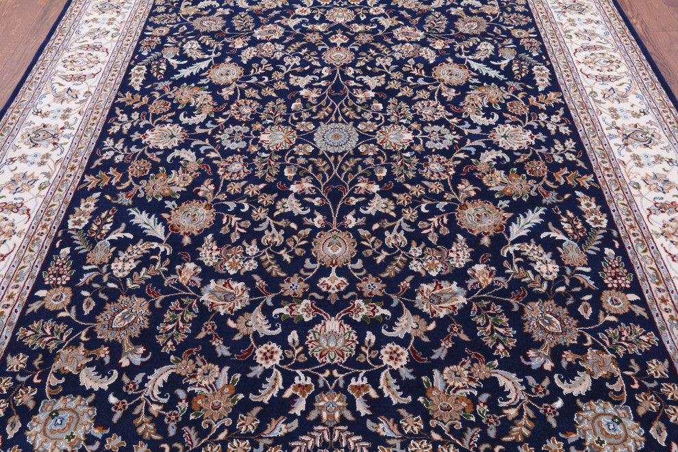 7' 10" X 10' 2" Persian Nain Wool and Silk Handmade Rug Q9315