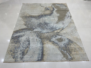 Hand-Knotted Wool Gray Silver Transitional Abstract Traditional Knot Rug, 7'10 X 10'