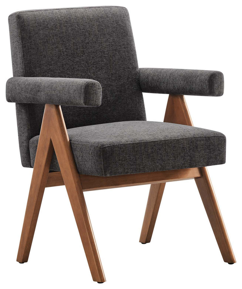 Lyra Fabric Dining Room Chair, Set of 2, Dark Gray Fabric
