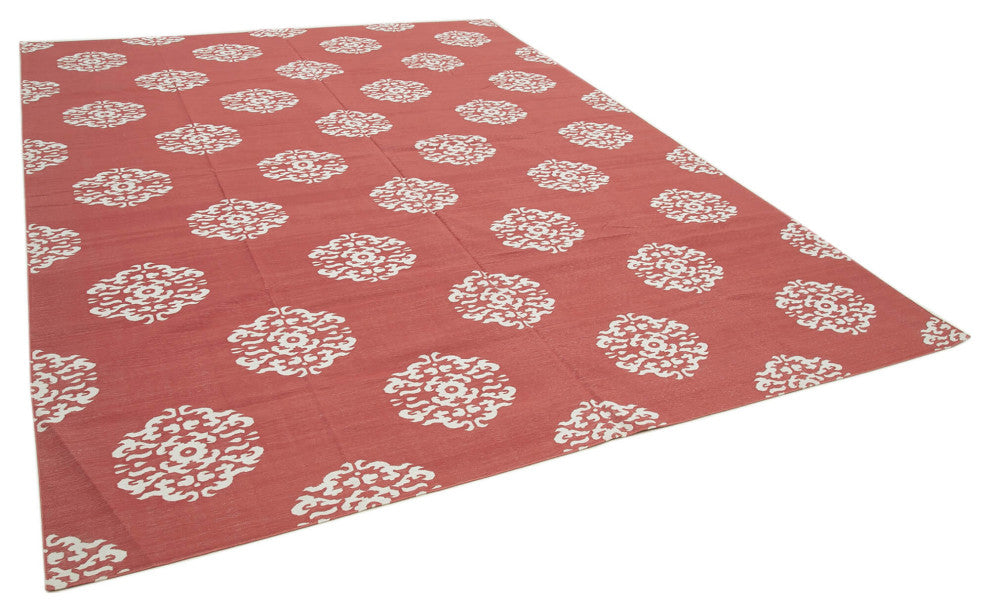 Rug N Carpet - Handmade Wool 8' 10'' x 11' 10'' Geometric Dhurrie Kilim Rug