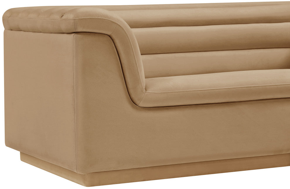Cascade Upholstered Set, Camel, Velvet, Sofa