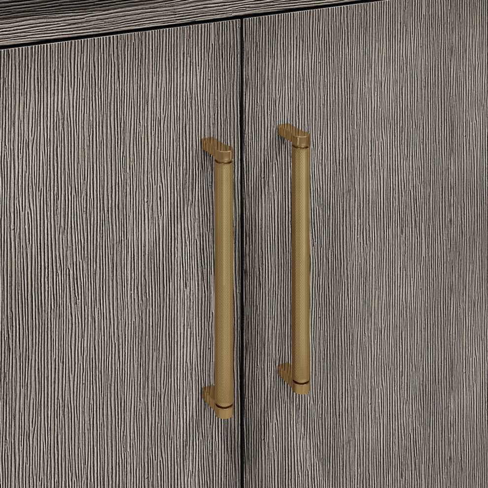 Hugo Carrara White Marble Countertop Vanity in Gray Oak, Satin Gold Hardware, 24", Vanity With Mirror