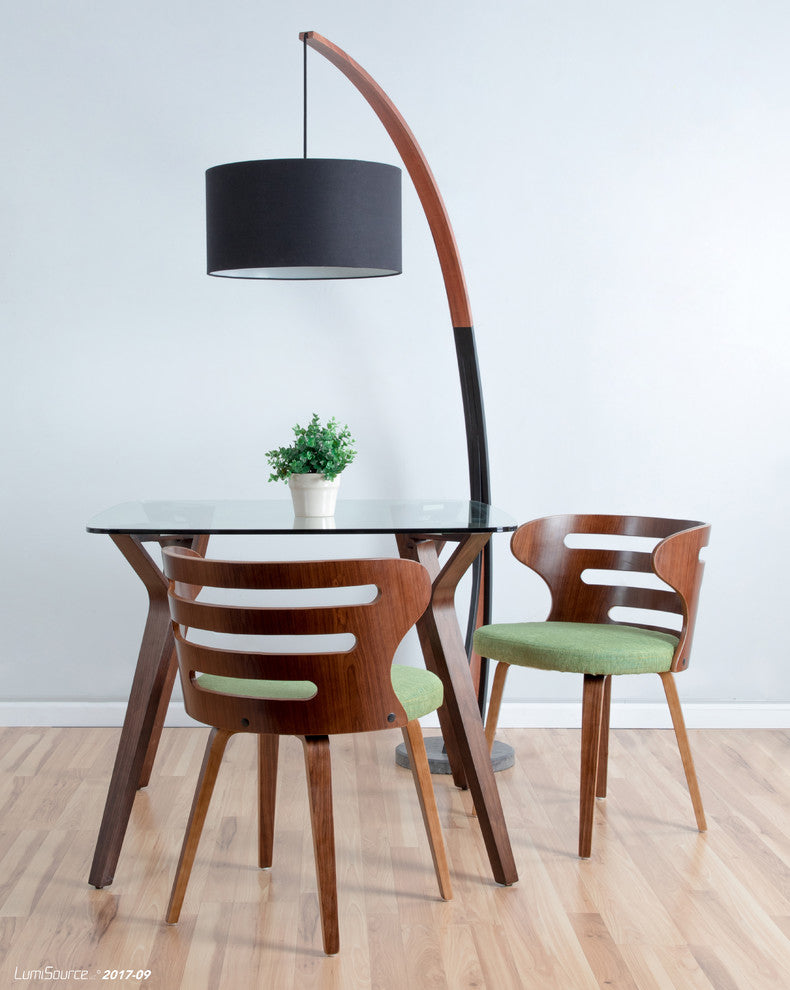 Noah Mid-Century Modern Floor Lamp With Walnut Wood Frame and Marble Base